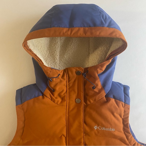 Columbia Winter Challenger 550 Down Vest Women M Sherpa Hooded Full Zip Puffer - Picture 3 of 16